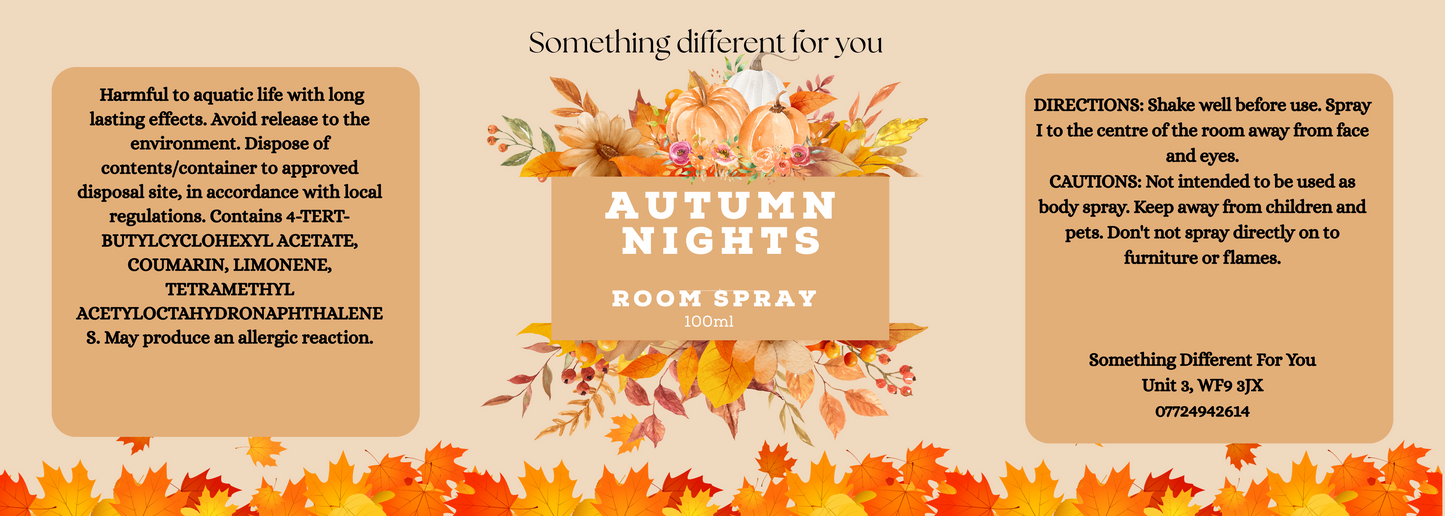 Autumn scents room sprays