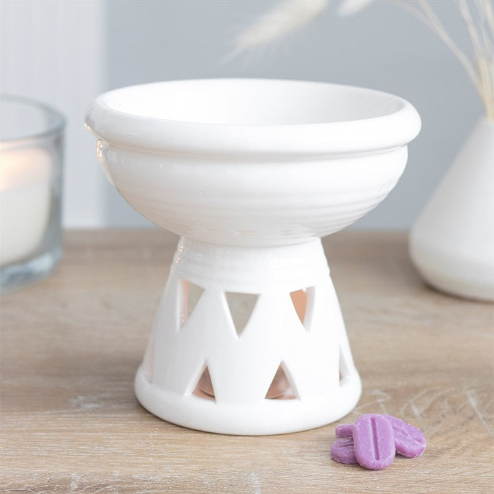 Off white deep dish tea light burner