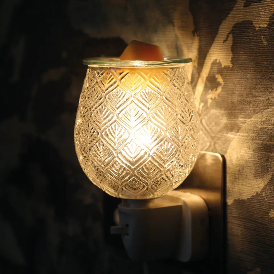 Wax Melter Plug In - Clear Glass Leaf 12cm